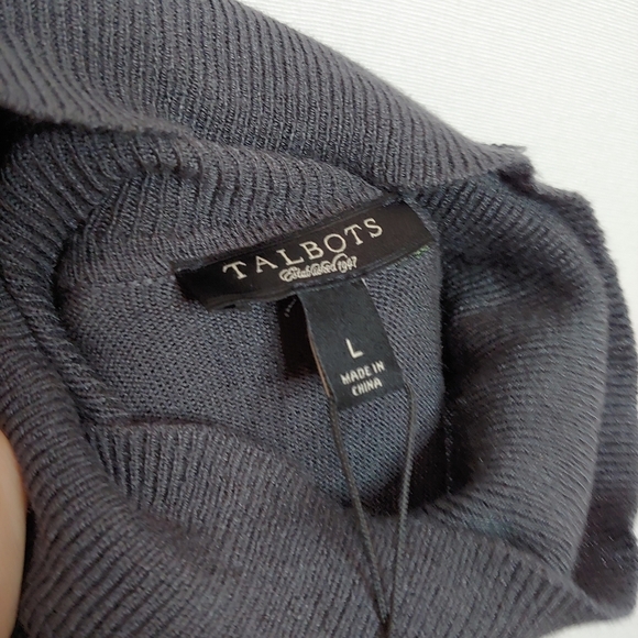 Talbots turtleneck Sweater Long Sleeve Shirt Gray Rayon Nylon Blend New Large - Picture 7 of 9